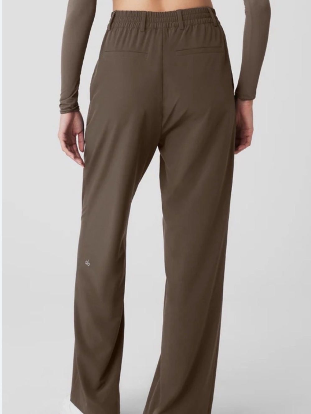 Alo High Waist Pursuit Wide Leg Trousers in Espresso - Picture 2 of 10